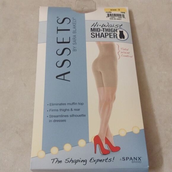 Spanx Assets Hi-Waist Mid-Thigh Shaper Nude size 2 Slimming Tummy Control - Picture 2 of 6